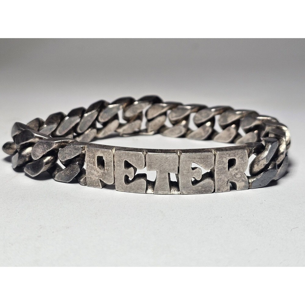 800 Silver Vintage Bracelet Mens Heavy PETER Design